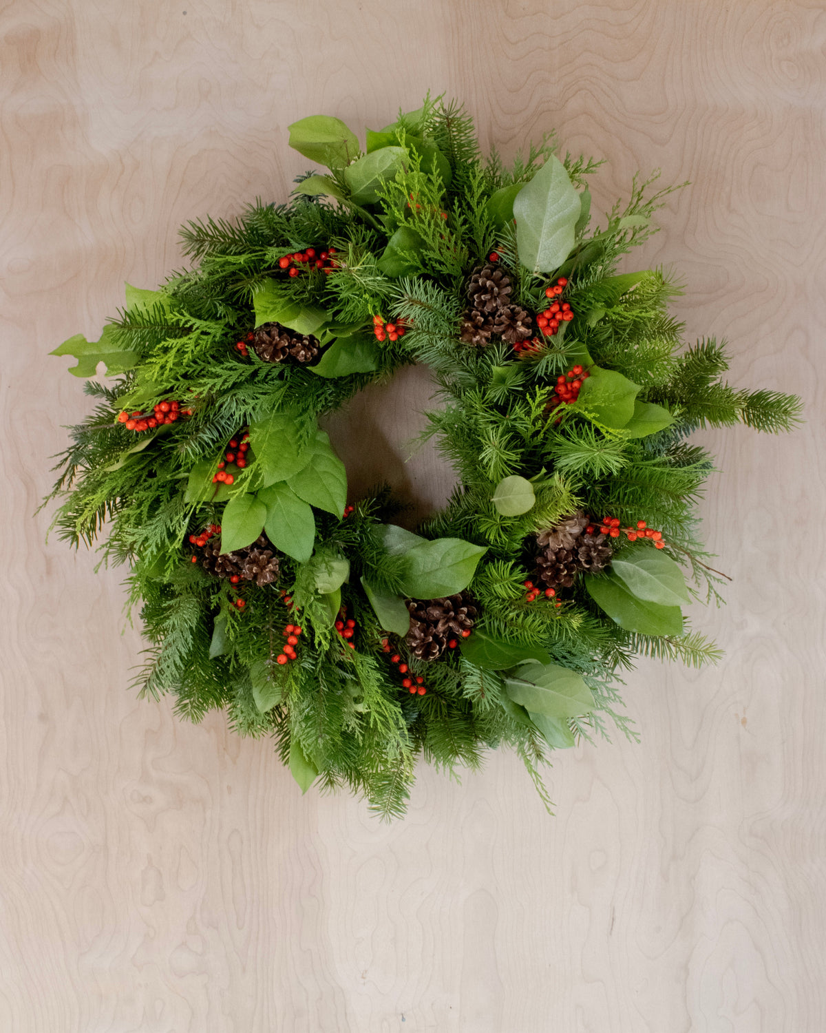 Red Berry & Pinecone Holiday Wreath