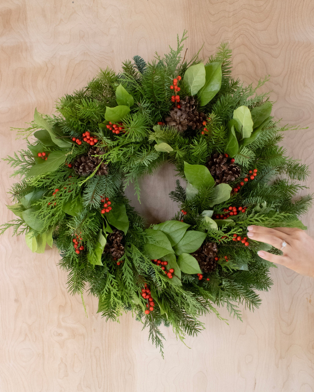 Red Berry & Pinecone Holiday Wreath