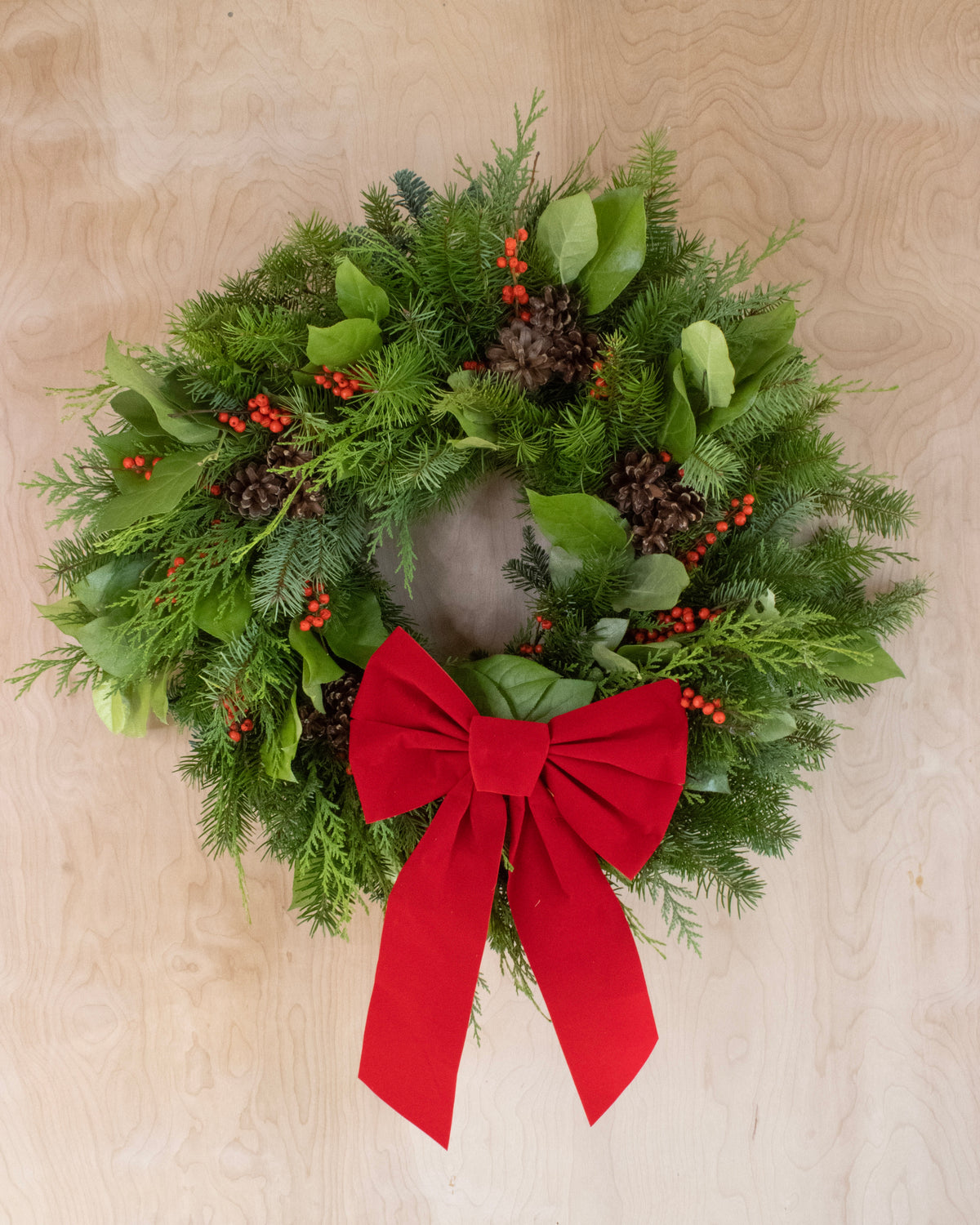 Red Berry & Pinecone Holiday Wreath