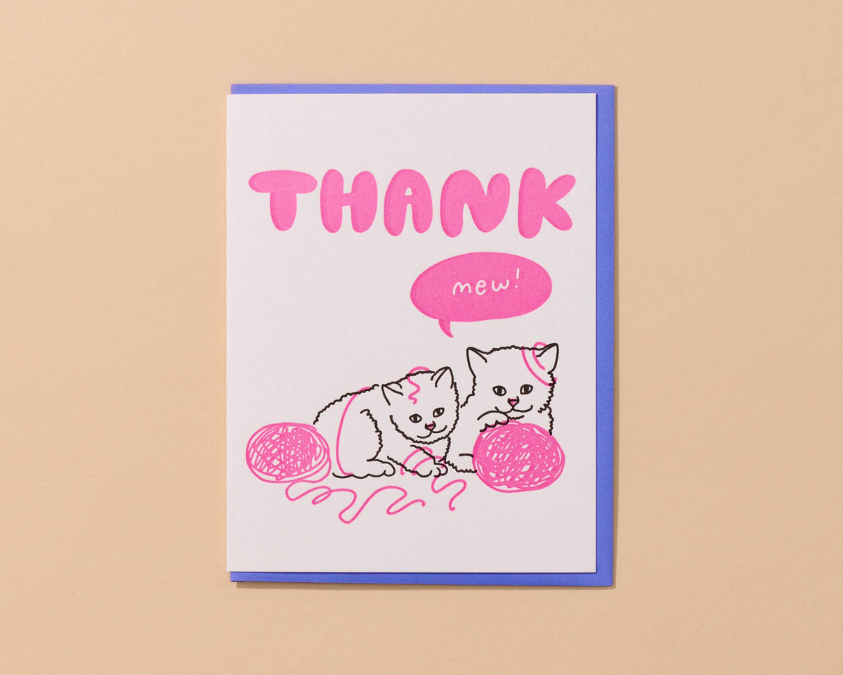 Thank Mew Kitten Letterpress Greeting Card